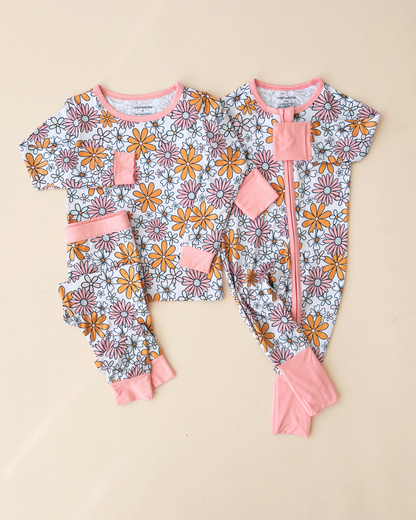 Bamboo Zip Romper | Retro Garden