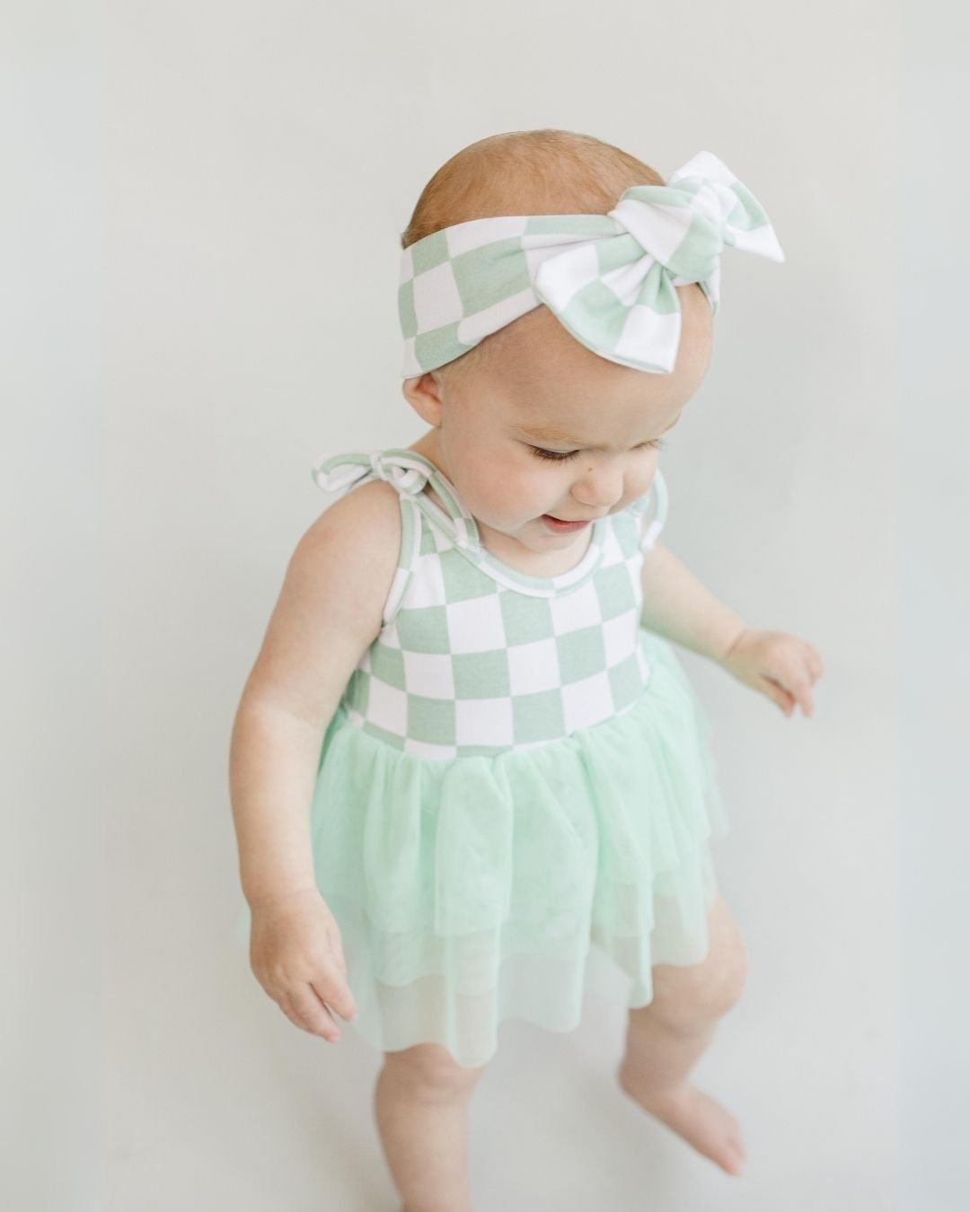 Tutu Romper | Checkered Mint